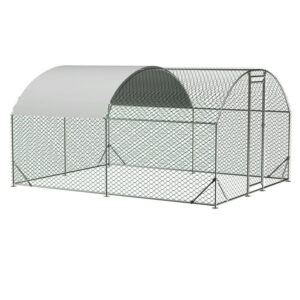 Large Chicken Coop Metal Chicken Run with Waterproof and Anti-UV Cover, 9.84' x 13.12' x 6.56'