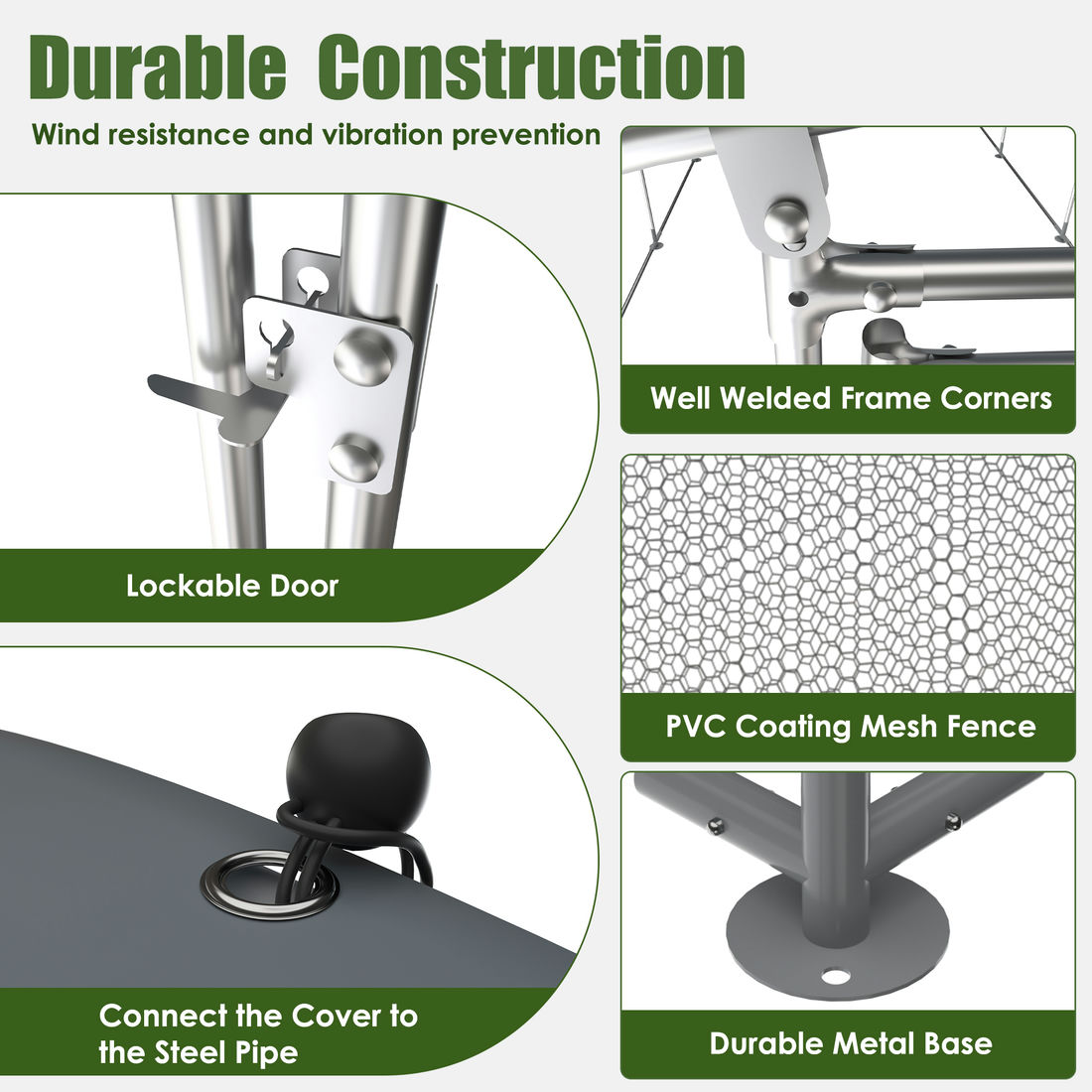 Large metal chicken coop,duck rabbit sheep bird outdoor house 9.2'W x 24.9'L x 6.5'H - Image 7
